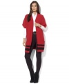 Lauren Ralph Lauren's short-sleeved cocoon cardigan is knit with bold stripes for modern appeal.