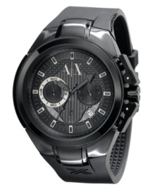 An ultra-durable strap combines with a multifunctional dial to give this watch some kick, by AX Armani Exchange.