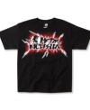 Electrifying. Jolts of lightning on the front of this tee from Metal Mulisha will shock his edgy style.