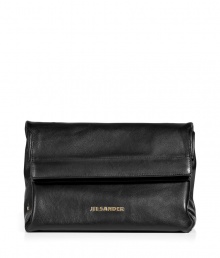 Elegant clutch from Jil Sander is simple but extraordinary - Black calfskin leather - Stylish bulbous shape - Features interior compartment - Magnetic closure buttons - Looks great with everything from jeans to cocktail dress Elegant clutch from Jil Sander is simple but extraordinary - Black calfskin leather - Stylish bulbous shape - Features interior compartment - Magnetic closure buttons - Looks great with everything from jeans to cocktail dress