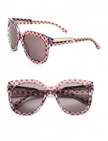 Following the brand's green initiatives, this sustainable design uses raw materials that stem from natural origins, yet retains its chic style with a print to match the Summer 2012 collection. Available in red with brown gradient lens. Metal logo temples100% UV protectionImported Following the brand's green initiatives, this sustainable design uses raw materials that stem from natural origins, yet retains its chic style with a print to match the Summer 2012 collection. Available in red with brown gradient lens. Metal logo temples100% UV protectionImported