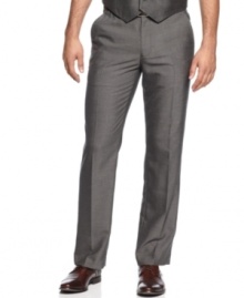 A classic look gets a modern upgrade with these straight-fit dress pants from Calvin Klein.