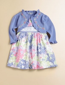 Rendered in plush cotton, this ruffled shrug with colorful floral embroidery makes the perfect layering piece for any outfit.Ruffled open-front designLong sleeves with ruffled cuffsRuffled hemCottonMachine washImported Rendered in plush cotton, this ruffled shrug with colorful floral embroidery makes the perfect layering piece for any outfit.Ruffled open-front designLong sleeves with ruffled cuffsRuffled hemCottonMachine washImported