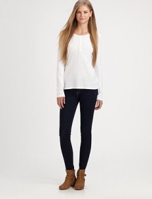 Whisperweight slub-knit cotton in an effortless henley style.ScoopneckButton-down placketPullover styleAbout 25 from shoulder to hem70% cotton/30% recycled cottonMachine washMade in USAModel shown is 5'11 (180cm) wearing US size Small.This style runs true to size. We recommend ordering your usual size for a standard fit. 