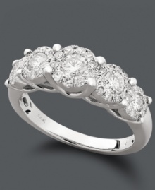 Capture the moment with this exquisite design. A stunning five-stone design adorns this magical engagement ring. Crafted in 14k white gold with sparkling round-cut diamonds (1 ct. t.w.). Capture the moment with this exquisite design. A stunning five-stone design adorns this magical engagement ring. Crafted in 14k white gold with sparkling round-cut diamonds (1 ct. t.w.).