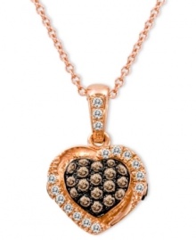 Let love shine. Le Vian's beautiful heart-shaped pendant is adorned by round-cut chocolate diamonds (1/5 ct. t.w.) and white diamond accents. Setting and chain crafted in 14k rose gold. Approximate length: 18 inches. Approximate drop: 1/2 inch. Let love shine. Le Vian's beautiful heart-shaped pendant is adorned by round-cut chocolate diamonds (1/5 ct. t.w.) and white diamond accents. Setting and chain crafted in 14k rose gold. Approximate length: 18 inches. Approximate drop: 1/2 inch.
