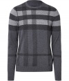 Iconic and equally sophisticated, Burberry Londons oversized check pullover is a sleek choice for dressing up or down - Round neckline, long sleeves, fine ribbed trim - Slim fit - Wear with modern tailored trousers and sleek lace-ups