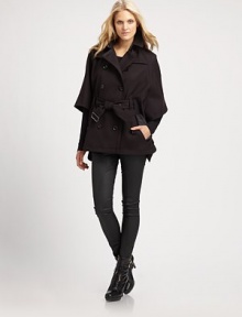 An inspired design featuring classic military details like epaulettes and a button rainflap. Double-breasted designEpaulettesElbow-length sleevesButton closureBelted styleFlap pocketsButton rainflapFully linedAbout 28 from shoulder to hemPolyester/wool/elastaneDry cleanImportedSIZE & FIT Model shown is 5'10½ (179cm) wearing a US size 4. An inspired design featuring classic military details like epaulettes and a button rainflap. Double-breasted designEpaulettesElbow-length sleevesButton closureBelted styleFlap pocketsButton rainflapFully linedAbout 28 from shoulder to hemPolyester/wool/elastaneDry cleanImportedSIZE & FIT Model shown is 5'10½ (179cm) wearing a US size 4.