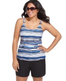 Sporty style's a cinch in Christina's plus size swim shorts!