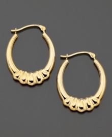 Wrap up your style with these lovely hoop earrings crafted in 14k gold. Approximate diameter: 1/2 inch. Approximate length: 3/4 inch.