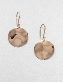 A simple and classic style featuring wavy discs in sterling silver and 18k gold, finished in the warm glow of 18k rose goldplating. Sterling silver and 18k gold with 18k rose goldplatingDrop, about 1.1Hook backImported 