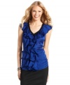 A generous ruffle gives Sunny Leigh's top a flirty, feminine feel. Perfect with a pencil skirt for work!