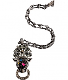 With a bold look and color-accented panther pendant, Mawis crystal embellished necklace lends a polish of hard-edge elegance to every outfit - Textured chain, blue, yellow and pink detailed panther pendant, hematite-plated brass - Wear with everything from jeans and tees to cocktail frocks and heels With a bold look and color-accented panther pendant, Mawis crystal embellished necklace lends a polish of hard-edge elegance to every outfit - Textured chain, blue, yellow and pink detailed panther pendant, hematite-plated brass - Wear with everything from jeans and tees to cocktail frocks and heels