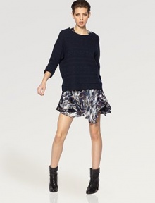 Unavoidably chic jacquard finish enlivens this virgin wool essential. RoundneckDropped shouldersThree-quarter sleevesVirgin woolDry cleanMade in France of Italian fabricModel shown is 5'9 (176cm) wearing US size 2.