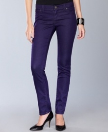 Go beyond your basic blues with INC's petite colored skinny denim--jeans become a bright statement!