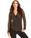 With metallic sparkles, this GUESS chiffon blouse is perfect for a high-shine soiree look!