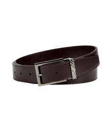 Add a sleek, streamlined finish to your look with Burberry Brits impeccably styled chocolate calfskin belt - Logo engraved buckle with characteristic check detail - Pair with everything from jeans, chinos and cords to sharply tailored suits