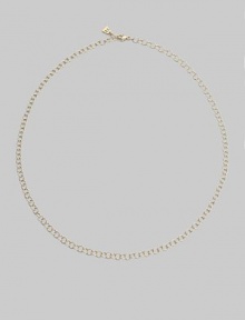 A delicate chain of 18k yellow gold, lovely on its own, dramatic when joined with your favorite pendant. 18k yellow gold Length, about 18 Lobster clasp Made in Italy A delicate chain of 18k yellow gold, lovely on its own, dramatic when joined with your favorite pendant. 18k yellow gold Length, about 18 Lobster clasp Made in Italy