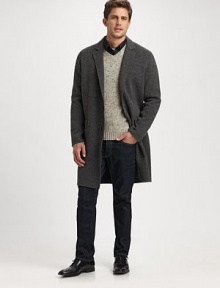 A cold weather essential that is well suited to layer over your office or formal attire, handsomely crafted in a luxurious wool and nylon blend for superior fit and comfort.Button-frontChest welt, waist flap pocketsRear ventAbout 38 from shoulder to hem90% wool/10% nylonDry cleanImported A cold weather essential that is well suited to layer over your office or formal attire, handsomely crafted in a luxurious wool and nylon blend for superior fit and comfort.Button-frontChest welt, waist flap pocketsRear ventAbout 38 from shoulder to hem90% wool/10% nylonDry cleanImported