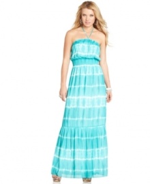 Take your tie-dye love to the max with this bohemian-style halter dress from GUESS? -- the coolest maxi for sun-filled days! Take your tie-dye love to the max with this bohemian-style halter dress from GUESS? -- the coolest maxi for sun-filled days!