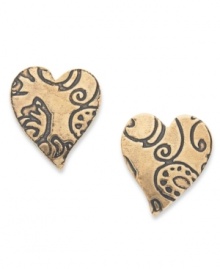 A style you're sure to love. These brass stud earrings from Jody Coyote are set in sterling silver, with a pattern that's pleasing to the eye. Approximate width: 3/8 inch. A style you're sure to love. These brass stud earrings from Jody Coyote are set in sterling silver, with a pattern that's pleasing to the eye. Approximate width: 3/8 inch.