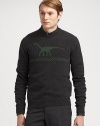 Classic crewneck sweater is elegantly shaped in a smooth wool blend and accented with a contrasting t-rex print.Crewneck50% camel hair/50% woolDry cleanMade in Italy