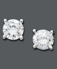 Simply stunning. Juliet's simple stud earrings feature certified, round-cut diamonds (1-1/4 ct. t.w.). Crafted in 14k white gold. Approximate diameter: 7 mm. Please note that this style includes Juliet-cut diamonds which feature 97 facets to enhance the brightness and light performance of the gemstone. Sold exclusively at Macy's. Simply stunning. Juliet's simple stud earrings feature certified, round-cut diamonds (1-1/4 ct. t.w.). Crafted in 14k white gold. Approximate diameter: 7 mm. Please note that this style includes Juliet-cut diamonds which feature 97 facets to enhance the brightness and light performance of the gemstone. Sold exclusively at Macy's.