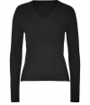 Stylish, understated essentials are the key to a perennially chic wardrobe, and Jil Sander Navys black pullover is a smart choice this season - Crafted from a super-soft, lightweight silk and cashmere blend - Slim cut fits close to the body - V-neck and long sleeves - An everyday indispensable that works 24/7 - Pair with jeans and loafers, a pencil skirt and pumps, or leather pants and ankle booties