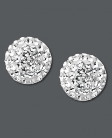 Spectacular studs! Kaleidoscope's button earring may be small, but they pack a lot of sparkle. Crafted in sterling silver with round-cut crystals and Swarovski elements. Approximate diameter: 1/2 inch. Spectacular studs! Kaleidoscope's button earring may be small, but they pack a lot of sparkle. Crafted in sterling silver with round-cut crystals and Swarovski elements. Approximate diameter: 1/2 inch.