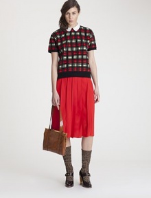 This vibrantly patterned plaid design is accented with a crisp, cotton poplin collar.Cotton Peter Pan collarShort sleevesRib-knit cuffs and hemConcealed back zip70% polyamide/30% woolDry cleanMade in Italy of imported fabricModel shown is 5'11 (180cm) wearing US size 4. This vibrantly patterned plaid design is accented with a crisp, cotton poplin collar.Cotton Peter Pan collarShort sleevesRib-knit cuffs and hemConcealed back zip70% polyamide/30% woolDry cleanMade in Italy of imported fabricModel shown is 5'11 (180cm) wearing US size 4.