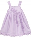 Soft and sweet. She'll look and feel like a dream in this precious sleeveless dress from DKNY.