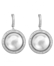 Perfect combination. Luminous freshwater pearls (13 mm) are complemented by glittering cubic zirconias (1-5/8 ct. t.w.) on these divine drop earrings from CRISLU. Made in sterling silver, they're equally elegant for daytime or evening. Approximate drop: 1 inch. Perfect combination. Luminous freshwater pearls (13 mm) are complemented by glittering cubic zirconias (1-5/8 ct. t.w.) on these divine drop earrings from CRISLU. Made in sterling silver, they're equally elegant for daytime or evening. Approximate drop: 1 inch.