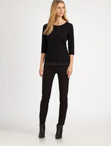 This sporty style also offers impeccable luxury, thanks to its super-soft, cashmere and silk fabrication.Round neckRaglan sleevesSilk backPull-on styleAbout 25 from shoulder to hem55% silk/45% cashmereDry cleanImported Model shown is 5'10½ (179cm) wearing US size Small. This sporty style also offers impeccable luxury, thanks to its super-soft, cashmere and silk fabrication.Round neckRaglan sleevesSilk backPull-on styleAbout 25 from shoulder to hem55% silk/45% cashmereDry cleanImported Model shown is 5'10½ (179cm) wearing US size Small.