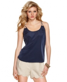 For an inspired variation to your everyday tops, opt for this style from Jessica Simpson -- a chic pairing of braided straps with a super sleek silhouette! For an inspired variation to your everyday tops, opt for this style from Jessica Simpson -- a chic pairing of braided straps with a super sleek silhouette!