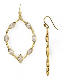 Give your lobes the royal treatment with Melinda Maria's crystal hoop earrings. Preen like a queen: these sparkling baubles look regal with a sleek dress and sky-high heels.