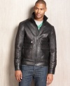 Cool will come easy in this sleek leather jacket from Michael Kors.