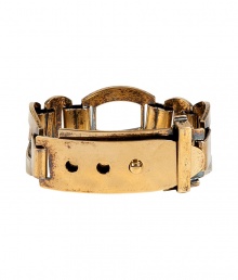 Work a contemporary edge into your lady-chic look with Emilio Puccis push-stud buckled chain bracelet, detailed in antique finished brass for that ultra luxe Italian feel - Adjustable front closure - Team with form-fitting print dresses and bright streamlined accessories