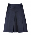 Packed with pairing possibilities, Jil Sander Navys A-line satin skirt is a sleek choice for work to cocktails chic - Fitted waist, inverted front pleat, slit pockets, hidden back zip - A-line silhouette - Wear with a matching blazer and lace-ups for a sharp take on the menswear trend