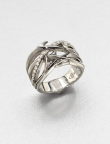 From the Thorn Collection. An angular web of sterling silver with points and cutouts and a black rhodium finish is bisected by a row of sparkling diamonds for a look of edgy elegance.Diamonds, .23 tcwRhodium-plated sterling silverWidth, about .5Imported From the Thorn Collection. An angular web of sterling silver with points and cutouts and a black rhodium finish is bisected by a row of sparkling diamonds for a look of edgy elegance.Diamonds, .23 tcwRhodium-plated sterling silverWidth, about .5Imported