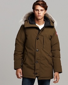 The first classic men's style developed in the Ottoman-weave Arctic-Tech fabric with a trimmer, modern fit and coyote fur hood. Lower pockets with welt-flaps. Recessed, elasticized Nylon rib-knit cuffs keep out the cold. The first classic men's style developed in the Ottoman-weave Arctic-Tech fabric with a trimmer, modern fit and coyote fur hood. Lower pockets with welt-flaps. Recessed, elasticized Nylon rib-knit cuffs keep out the cold.