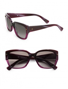 A classic shape in glossy resin accented with subtle rivet details. Available in shiny havana with brown gradient lens or shiny violet with smoke gradient lens. Rivet accents100% UV protectionMade in Italy A classic shape in glossy resin accented with subtle rivet details. Available in shiny havana with brown gradient lens or shiny violet with smoke gradient lens. Rivet accents100% UV protectionMade in Italy
