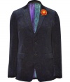 Channel classic dandy style in this psychedelic printed blazer from Etro - Notched lapels with contrast color detail at neck, two-button closure, single chest pocket, flap pockets at waist, decorative flower pen at collar, all-over paisley print - Pair with slim trousers or jeans, a button down, and brogues