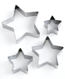 Your little ones will reach for the stars! Take your cookie creations to the next level with these graduated star cutters that open the door to culinary creativity. Made from stainless steel, each cookie cutter is ready for use after use. Your little ones will reach for the stars! Take your cookie creations to the next level with these graduated star cutters that open the door to culinary creativity. Made from stainless steel, each cookie cutter is ready for use after use.