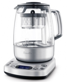 Make tea time extra special with Breville's One Touch Tea Maker featuring variable steeping times and pre-set programs to ensure a perfect cup of tea every time. Tea basket automatically raises at the correct time to prevent over steeping. 51-oz. glass jug and 60-minute keep-warm setting. Makes a great gift for the avid tea drinker or someone just starting to explore the loose leaf tea world. One-year limited warranty. Model BTM800XL. Make tea time extra special with Breville's One Touch Tea Maker featuring variable steeping times and pre-set programs to ensure a perfect cup of tea every time. Tea basket automatically raises at the correct time to prevent over steeping. 51-oz. glass jug and 60-minute keep-warm setting. Makes a great gift for the avid tea drinker or someone just starting to explore the loose leaf tea world. One-year limited warranty. Model BTM800XL.