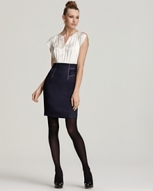 A Rebecca Taylor color block sheath makes dressing for work easy with the look of two pieces in one chic silhouette. A Rebecca Taylor color block sheath makes dressing for work easy with the look of two pieces in one chic silhouette.