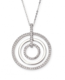 A modern interpretation on the popular circle silhouette. Concentric circles shimmer in clear Swarovski crystal pavé. Setting and chain crafted in silver tone mixed metal. Approximate length: 19-1/2 inches. Approximate drop: 1-3/4 inches. A modern interpretation on the popular circle silhouette. Concentric circles shimmer in clear Swarovski crystal pavé. Setting and chain crafted in silver tone mixed metal. Approximate length: 19-1/2 inches. Approximate drop: 1-3/4 inches.