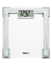 An art deco twist adds some flavor to the function of this scale, which keeps you in the know about your weight with a large digital display on an attractive polished chrome frame. 10-year warranty. Model TH311.