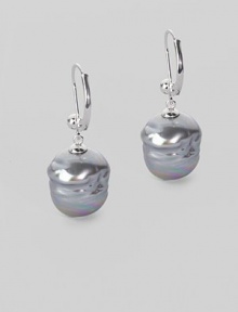 A soft grey hue and a rich, rippled shape in baroque pearl drops that offer the luster of pearls with a fresh look. 12mm organic man-made pearls Sterling silver Drop, about 1 Ear wire Made in Spain A soft grey hue and a rich, rippled shape in baroque pearl drops that offer the luster of pearls with a fresh look. 12mm organic man-made pearls Sterling silver Drop, about 1 Ear wire Made in Spain
