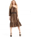 MICHAEL Michael Kors' animal-print dress is captivating with its one-shoulder style and feminine features.