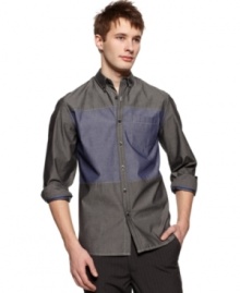 Get bold. Take your casual style to the next level with this color block woven shirt from Kenneth Cole Reaction. Get bold. Take your casual style to the next level with this color block woven shirt from Kenneth Cole Reaction.